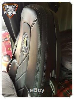 TRUCK SEAT COVERS VOLVO FH4 BLACK&BLACK ECO LEATHER SEAT COVERS with custom logo
