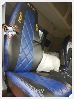TRUCK SEAT COVERS VOLVO FH4 Black&Navy Blue ECO LEATHER SEAT COVERS
