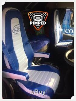 TRUCK SEAT COVERS VOLVO FH4 Blue&white ECO LEATHER SEAT COVERS