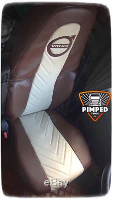 TRUCK SEAT COVERS VOLVO FH4 Brown&Beige ECO LEATHER SEAT COVERS v-style