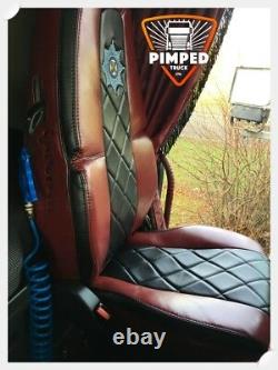 TRUCK SEAT COVERS VOLVO FH4 Burgundy&Black ECO LEATHER SEAT COVERS