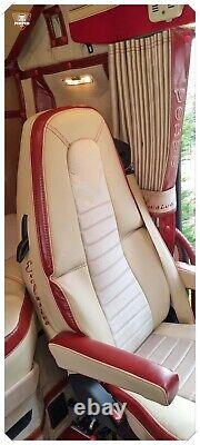 TRUCK SEAT COVERS VOLVO FH4 / FH5 Beige&Burgundy ALCANTRA / ECO LEATHER COVERS