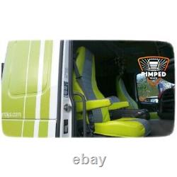 TRUCK SEAT COVERS VOLVO FH4 / FH5 Grey&Lime ECO LEATHER SEAT COVERS Horizontal