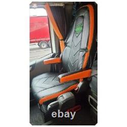 TRUCK SEAT COVERS VOLVO FH4 / FH5 black / orange / green ECO LEATHER SEAT COVERS