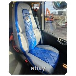 TRUCK SEAT COVERS VOLVO FH4 / FH5 blue & light grey ECO LEATHER SEAT COVERS