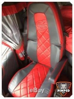 TRUCK SEAT COVERS VOLVO FH4 Grey&Red ECO LEATHER SEAT COVERS