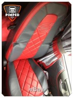 TRUCK SEAT COVERS VOLVO FH4 Grey&Red ECO LEATHER SEAT COVERS