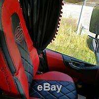 TRUCK SEAT COVERS VOLVO FH4 Navy red&black ECO LEATHER SEAT COVERS