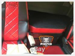 TRUCK SEAT COVERS VOLVO FH4 black&red ECO LEATHER SEAT COVERS