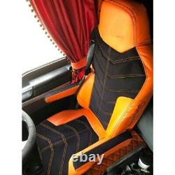 TRUCK SEAT COVERS for Man TGX NEW GEN ECO LEATHER ALCANTRA Black & Orange