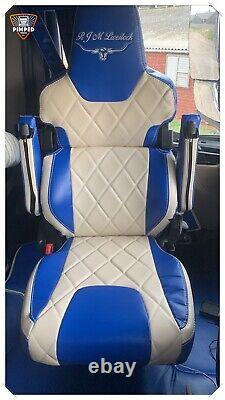 TRUCK SEAT COVERS for Man TGX NEW GEN ECO LEATHER SEAT COVERS Beige & Blue