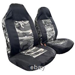 Tactical Canvas Seat Covers For Cars Trucks SUVs Vans Camouflage Black Front Set