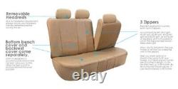Tan Integrated Seatbelt Seat Covers for Truck TODOTERRENO with Gray Floor Mats