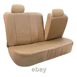Tan Integrated Seatbelt Truck Van Seat Cover with Gray Leather Carpet Mats