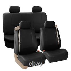 Truck Black Seat Covers Set with Heavy Duty Floor Mat Combo for AUTO