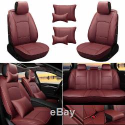 Truck Car Seat Cover Set For 2012-2019 Ram 1500 2500 3500 Front Rear Red Wine
