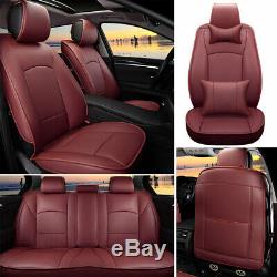 Truck Car Seat Cover Set For 2012-2019 Ram 1500 2500 3500 Front Rear Red Wine