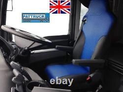 Truck Eco Leather Seat Cover Fit Man Tgx / Tgs /tga Pair Of Black And Blue