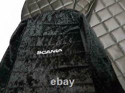 Truck FLOOR MATS + PLUSH SEAT COVERS Set for SCANIA R 2014+ Automatic in Black