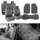 Truck Gray Seat Covers Set with Heavy Duty Floor Mat Combo for AUTO