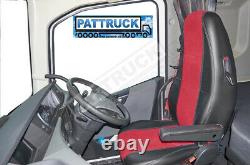 Truck Half Eco Leather Seat Covers Compatible With Volvo Fh4 2013+ Black / Red