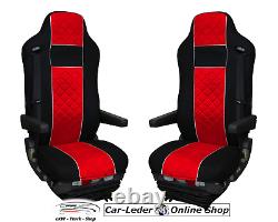 Truck Seat Cover Black Red Velour for Iveco Eurocargo from 2008 2 SEAT BELTS