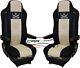 Truck Seat Cover Fabric Velour Beige for Iveco EcoStralis from 2013 2 BELTS