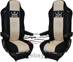 Truck Seat Cover Fabric Velour Beige for Iveco Eurocargo from 2008 2 SEAT BELTS