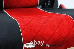 Truck Seat Cover Fabric Velour Red for Iveco EcoStralis from 2013 2 SEAT BELTS