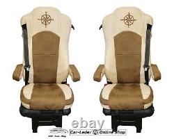 Truck Seat Cover Leatherette Fabric Beige Brown Kompas for Mercedes Actros MP5