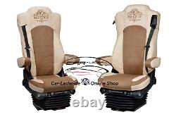 Truck Seat Cover Leatherette Fabric Beige Brown suitable for Mercedes Actros MP5