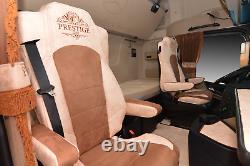Truck Seat Cover Leatherette Fabric Beige Brown suitable for Mercedes Actros MP5