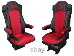 Truck Seat Cover Leatherette Fabric Black Red Oldschool for Mercedes Actros MP4