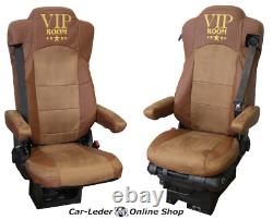 Truck Seat Cover Leatherette Fabric Brown VIP suitable for Mercedes Actros MP4