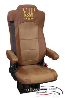 Truck Seat Cover Leatherette Fabric Brown VIP suitable for Mercedes Actros MP4