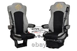 Truck Seat Cover Leatherette Fabric Grey Black suitable for Mercedes Actros MP4