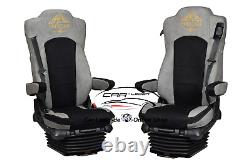 Truck Seat Cover Leatherette Fabric Grey Black suitable for Mercedes Actros MP4