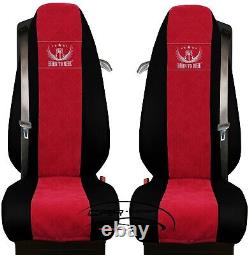Truck Seat Cover Leatherette-Fabric Volvo FH 2013.2 SEAT BELTS Black Red