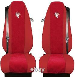 Truck Seat Cover Leatherette-Fabric Volvo FH 2013.2 SEAT BELTS Red Red