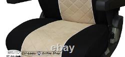 Truck Seat Cover Velour Black Beige for Iveco Eurocargo from 2008 2 BELTS