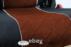 Truck Seat Cover Velour Black Brown for Iveco EcoStralis from 2013 2 BELTS