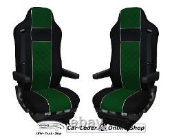 Truck Seat Cover Velour Black Green Iveco Eco Stralis 2013 2 SEAT BELTS