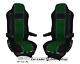 Truck Seat Cover Velour Black Green for Iveco Eurocargo from 2008 2 SEAT BELTS