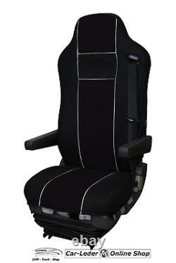 Truck Seat Cover Velour Black for Iveco EcoStralis from 2013 2 Seat BELTS