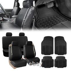 Truck Seat Cover for Integrated Seatbelt Black with black Floor Mats