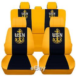 Truck Seat Covers 2018 Ford F150 60-40 Rear Split Yellow Navy Blue USN Covers