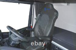 Truck Seat Covers Compatible Iveco S -way Eco Leather Black & Blue Stitches
