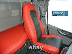 Truck Seat Covers Compatible With Volvo Fh4 2013-2019 Eco Leather Red-black