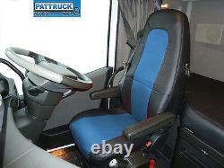 Truck Seat Covers Compatible With Volvo Fh4 2013-2021 Eco Leather Black-blue