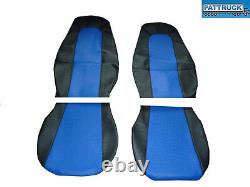 Truck Seat Covers Compatible With Volvo Fh4 2013-2021 Eco Leather Black-blue